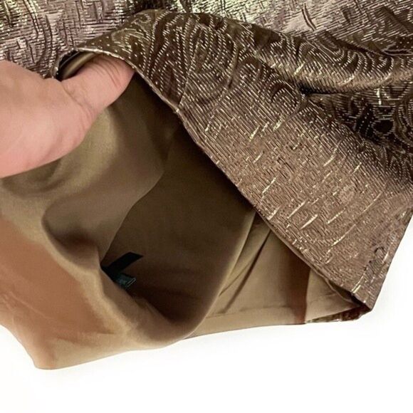 RALPH LAUREN DRESS WOMEN'S SIZE 6 BRONZE BROCADE SLEEVELESS SHEATH - Picture 6 of 7